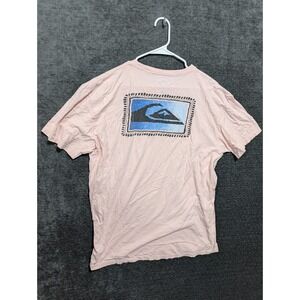 Quiksilver Mens Graphic T-Shirt Peach Pink Short Sleeve Surf Logo XL Regular Fit